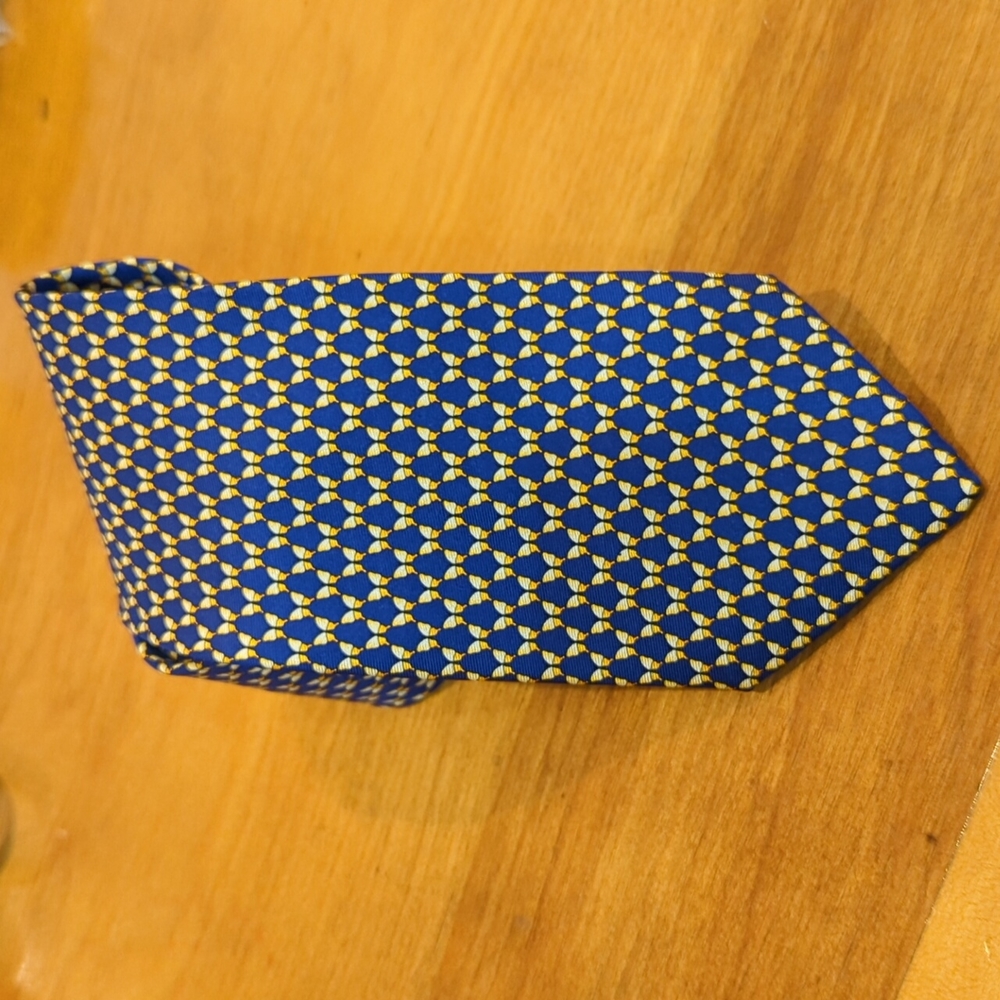 62" Long Rochester blue tie with yellow butterflies